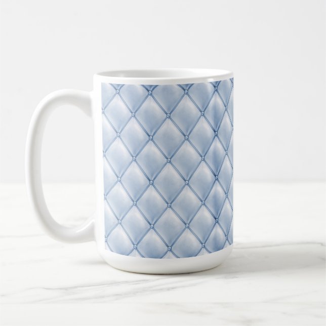 SÖT PASTEL BLUE TUFETTED LOOK DIAMOND MÖNSTER KAFFEMUGG (Vänster)