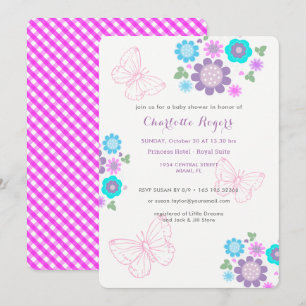 Söt Pastel Butterflies Blommigt Posy Baby Shower Inbjudningar