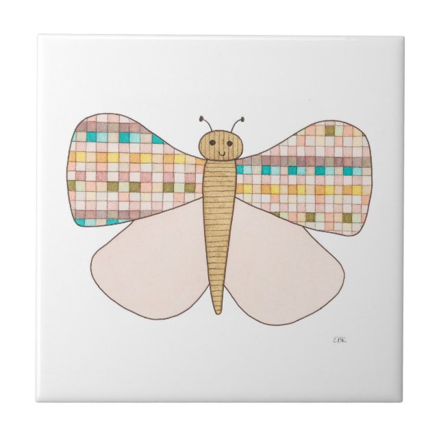 Söt Pastel Butterfly Art Tile-Erin Brie Art Cer Kakelplatta (Framsidan)