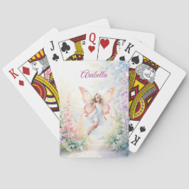 Söt Pastel Butterfly Fairy in Blomsterträdgård Casinokort