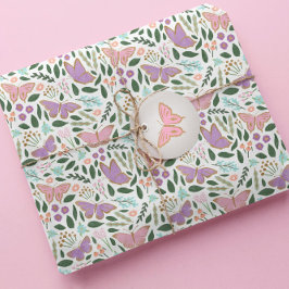Söt Pastel Butterfly Garden Mönster Presentpapper