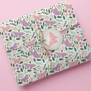 Söt Pastel Butterfly Garden Mönster Presentpapper