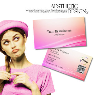Söt Pastel Colorful Curved Logotyp QR-kod Visitkort