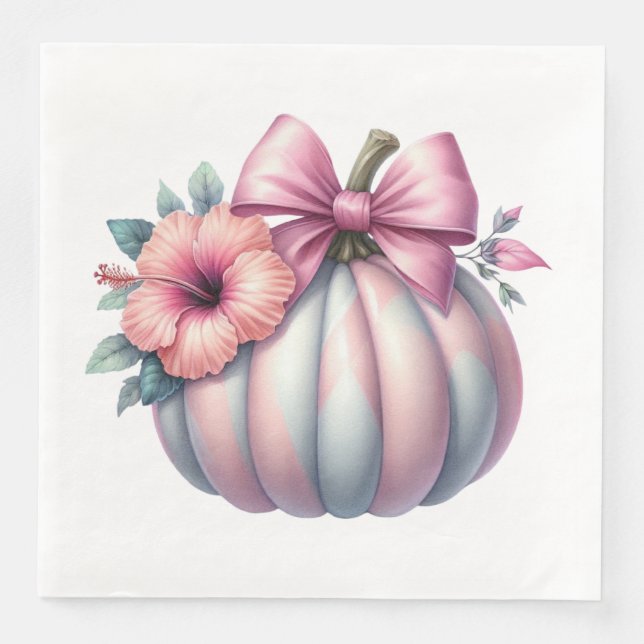 SÖT PASTEL FÄRGAD FALLER ÖPPNA PUMPKINER PAPPERSSERVETT (Framsida)