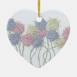 Söt Pastel Färgad Flowers Julgransprydnad Keramik