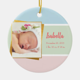 Söt Pastel Flicka Photo Birth Stat Julgransprydnad Keramik