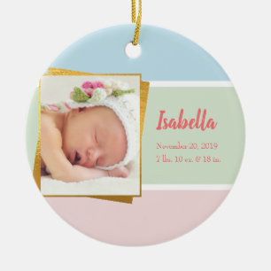 Söt Pastel Flicka Photo Birth Stat Julgransprydnad Keramik