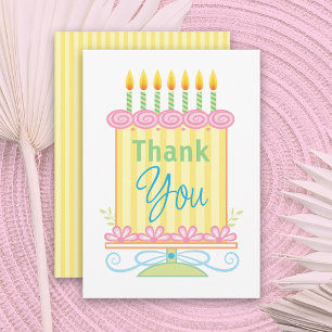 Söt Pastel Flower Birthday Cake Tack Kort