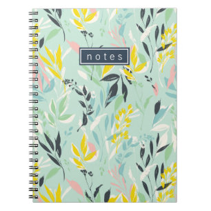 Söt Pastel Foliage Mönster Anteckningsbok