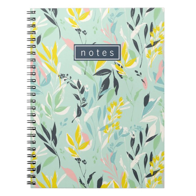 Söt Pastel Foliage Mönster Anteckningsbok (Framsidan)