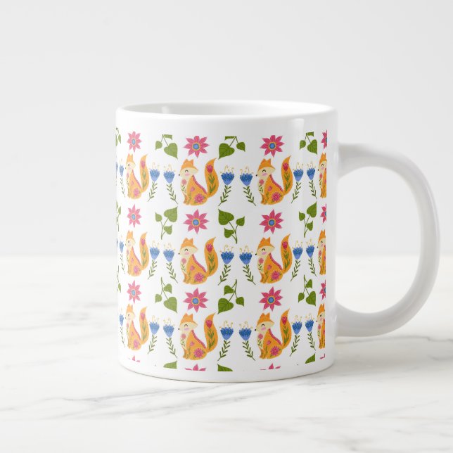 Söt Pastel Foxy-Blommönster Jumbo Mugg (Höger)