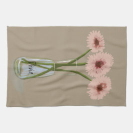 Söt Pastel Gerbera Flower +eget namn Kökshandduk