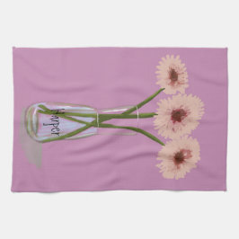 Söt Pastel Gerbera Flower +eget namn Kökshandduk