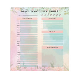 Söt Pastel Grönt och Peach Ro Daily Schedule Anteckningsblock