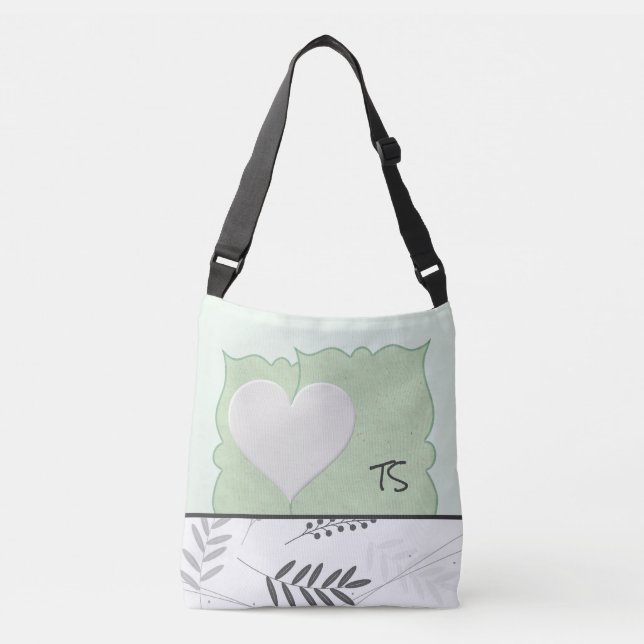 Söt Pastel Grönt Personlig Tote Bag w/Heart Axelväska (Framsida)