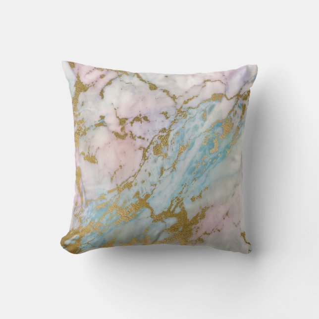 SÖT PASTEL GULD MARBLE INSPIRED CUSHION KUDDE (Framsida)