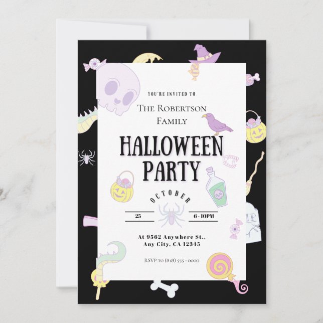Söt Pastel Halloween fest Inbjudningar (Framsida)