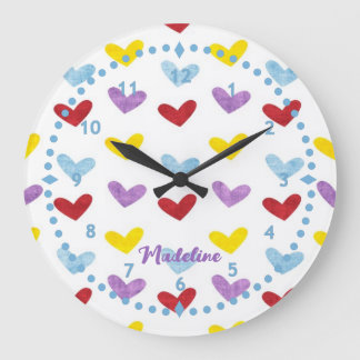 Söt Pastel Hearts Clock Stor Klocka