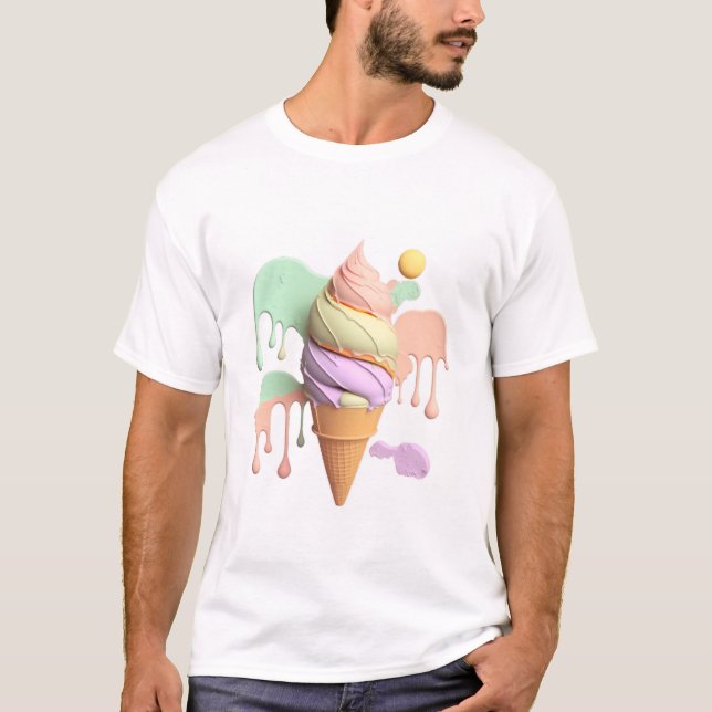 Söt Pastel Ice Cream Cone T-Shirt (Framsida)