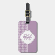 Söt Pastel Lila Houndstooth Monogram och Namn