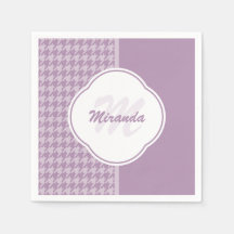 Söt Pastel Lila Houndstooth Monogram och Namn