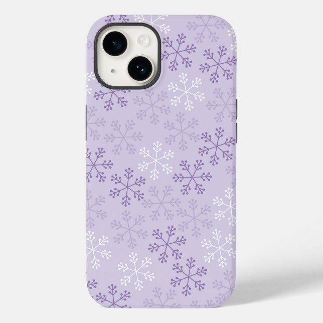 Söt Pastel Lila Snöflingor Phone Case (Baksida)