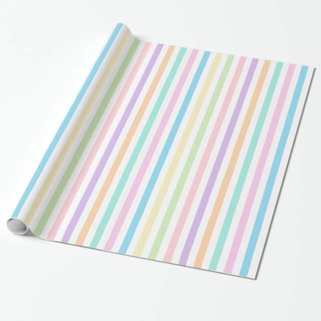 Söt Pastel Lodrät Rand Wrapping Papper Presentpapper (Utrullad)