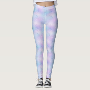 Söt Pastel Marble Lavender Himmel Blue Rosa Leggings