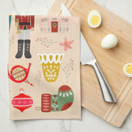 Söt Pastel mönster nutcracker soldattradition Kökshandduk