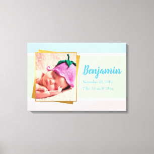 Söt Pastel Pojke Photo Birth Stat Canvastryck