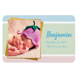 Söt Pastel Pojke Photo Birth Stat Magnet
