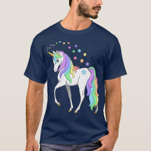 Söt Pastel Rainbow Färg Unicorn Stars T Shirt