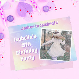 Söt Pastel Rainbow Gnistra Barns födelsedag Party Inbjudningar