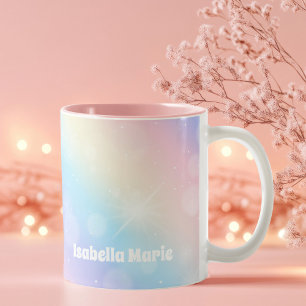 Söt Pastel Rainbow Gnistra Girly Personlig Två-Tonad Mugg