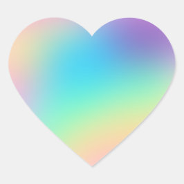 Söt Pastel Rainbow Gradient Bröllop Hjärtformat Klistermärke