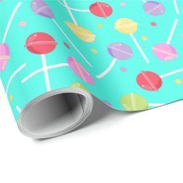 Söt Pastel Retro Lollipop Candy på Baby blue Presentpapper