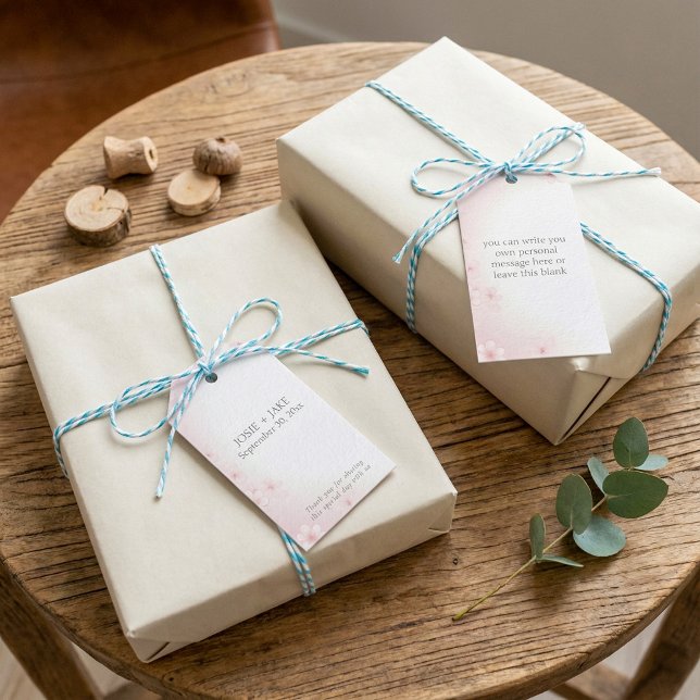 Söt Pastel Rosa Cherry Blommar Bröllopsförmån Presentetikett (Pretty Pastel Pink Cherry Blossom Wedding favor Gift Tags.)