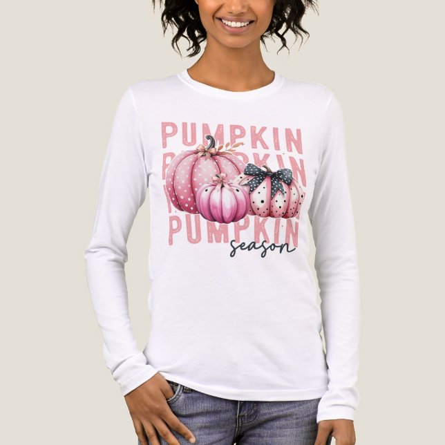 SÖT PASTEL ROSA FALL PUMPKINS T SHIRT (Framsida)
