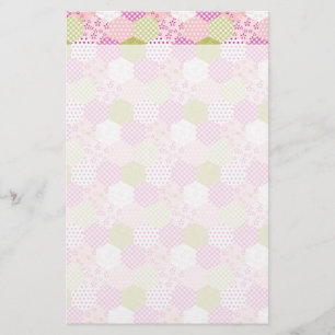 Söt Pastel Rosa Grönt Patchwork Quilt Design Brevpapper
