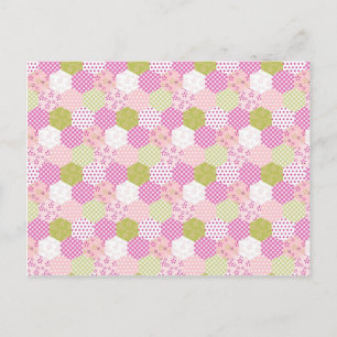 Söt Pastel Rosa Grönt Patchwork Quilt Design Vykort