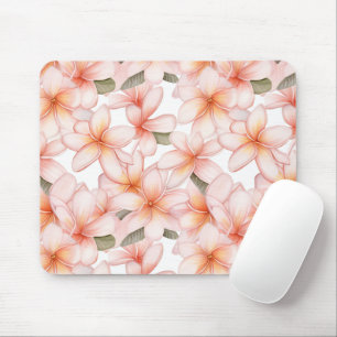 Söt Pastel Rosa Plumeria Frangipani Blommigt Musmatta