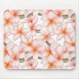 Söt Pastel Rosa Plumeria Frangipani Blommigt Musmatta