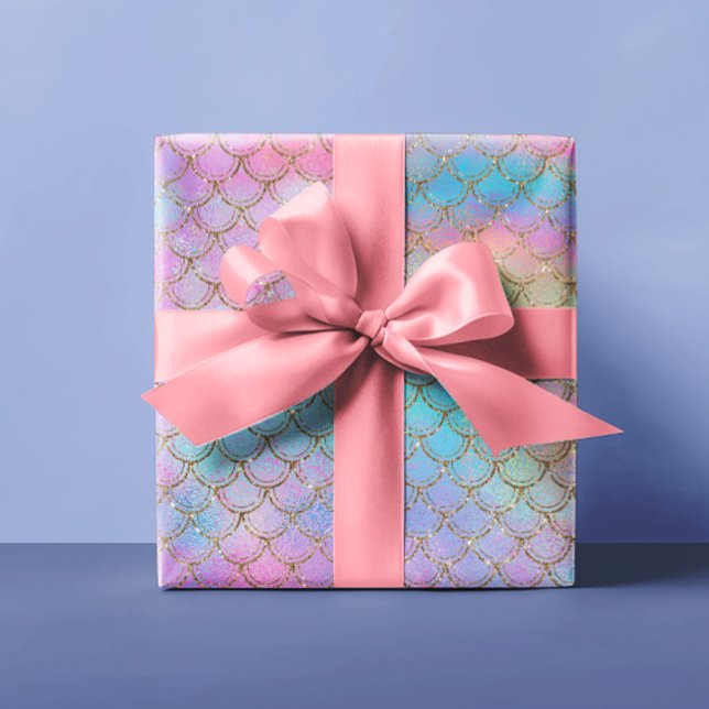 Söt Pastel Sjöjungfru Skalar Dragon Colorful Presentpapper (Skapare uppladdad)