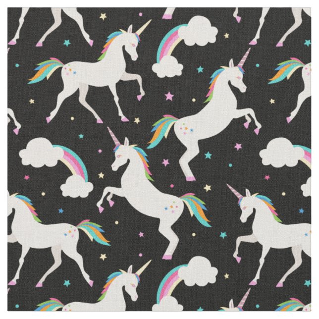 Söt Pastel Unicorn Mönster Tyg (Närbild)