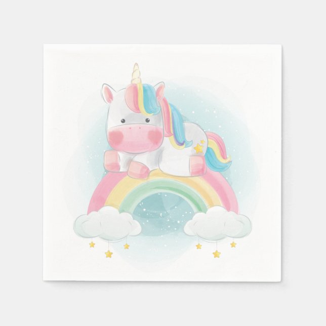 Söt Pastel Unicorn Pappersservett (Framsidan)