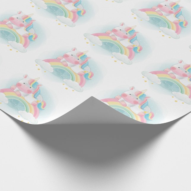 Söt Pastel Unicorn Presentpapper (Hörn)