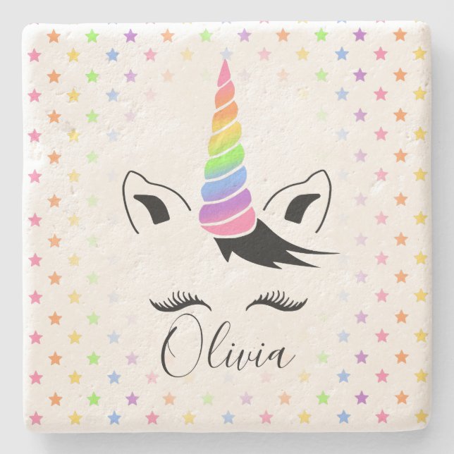 Söt Pastel Unicorn Underlägg Sten (Framsidan)