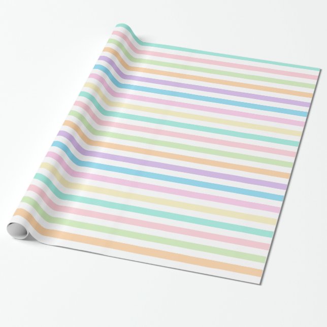 Söt Pastel Vågrät Rand Wrapping Papper Presentpapper (Utrullad)
