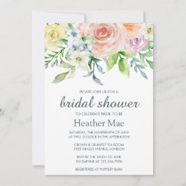 Söt Pastel Watercolor Blommigt Möhippa Inbjudningar