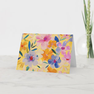 Söt Pastel Watercolor Blommigt Note Card Helgkort